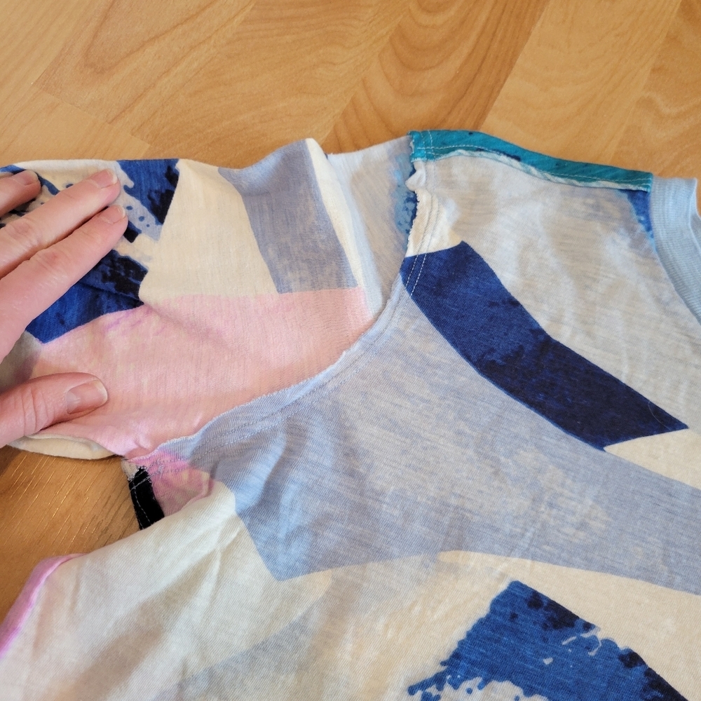 Anthropologie Maeve Caitlin Long Sleeve Boxy Tee Size M Blue - Picture 5 of 8